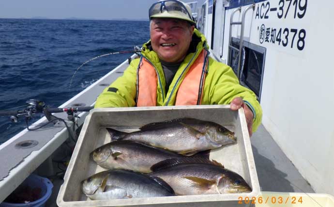 「脂ノリ抜群！」大山沖イサキ釣りで良型主体に数釣りチャンス【船釣り釣果速報・愛知】