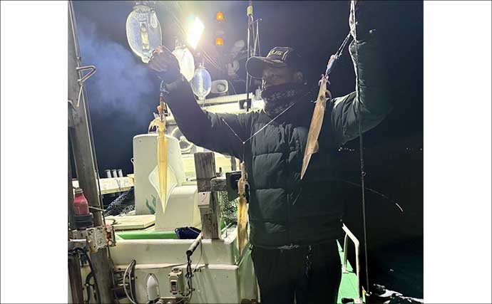 夜のイカメタル釣行でササイカ（ヤリイカ）120尾と大爆釣！【山口・剛龍丸】