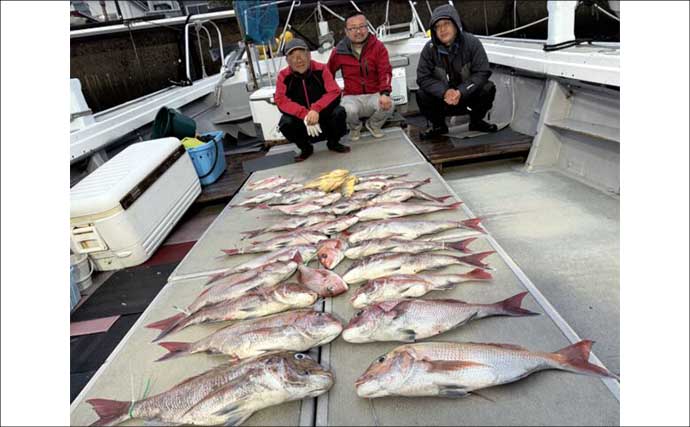 「船中50尾超えの大漁釣果も！」タイラバで良型マダイが続々【沖釣り最新情報・福岡】