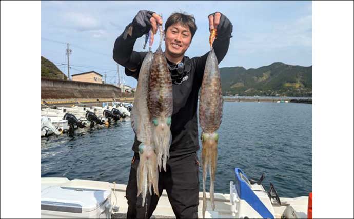 2kg級の大型アオリイカ乱舞！春のティップランエギング絶好調【オフショアルアー最新釣果9選・三重】
