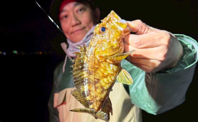 東京湾のボートメバリング釣行で20cm級メバル登場！カサゴも好反応