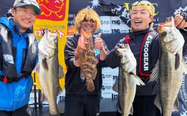 ボートシーバス釣り大会で70cm級を揃えて優勝！ヘビーウェイトのバイブ…
