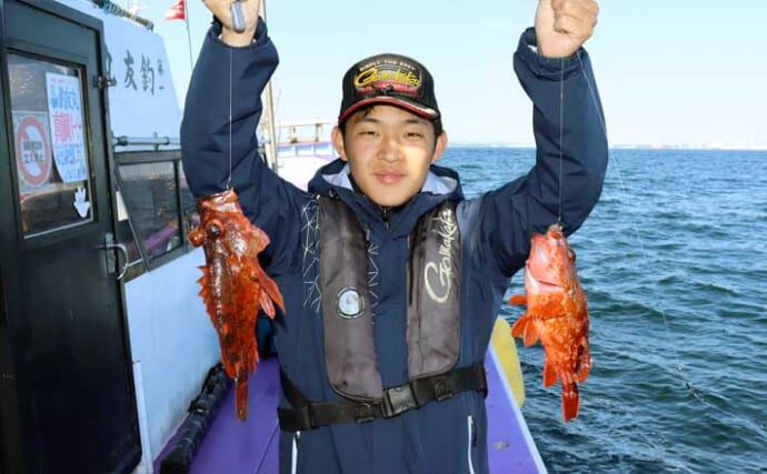 船カサゴ釣りシーズン好スタート！嬉しいゲスト交じりに良型顔出し【釣友丸・茨城】