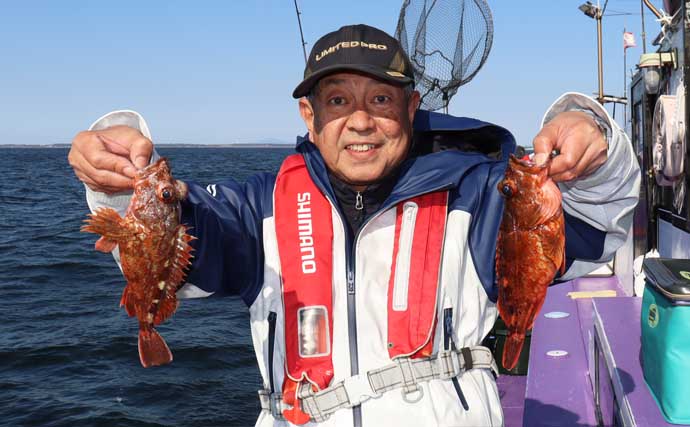 船カサゴ釣りシーズン好スタート！嬉しいゲスト交じりに良型顔出し【釣友丸・茨城】