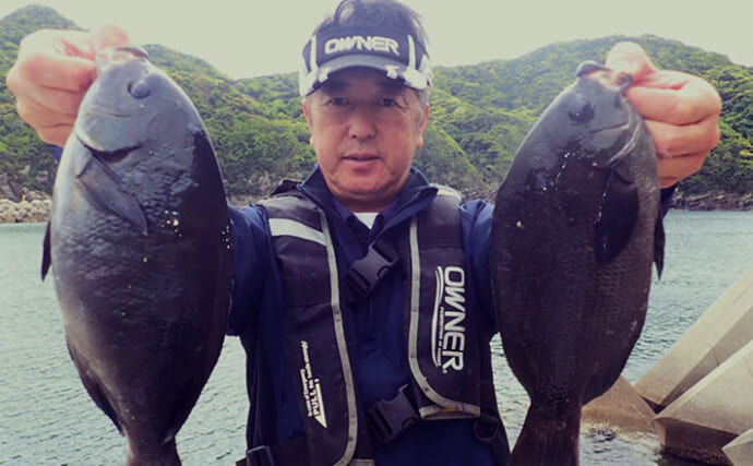 沖波止のフカセ釣りで40cm超え尾長グロが登場！【熊本】小グロは入れ食い