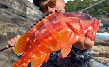 沖磯ロックフィッシュ釣果レポート：今季初釣行で40cm級アカハタ手中【…