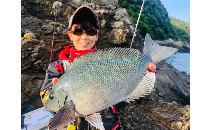 大分県鶴見の沖磯で良型イサキが連発！　40cm後半のクロ（グレ）も登場