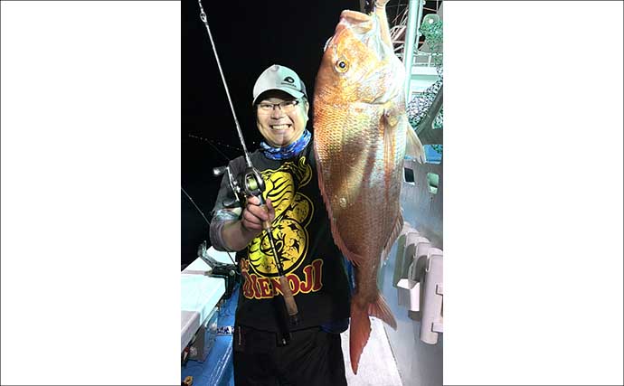 夜イカ釣りで釣ったイカを泳がせて74cmマダイをキャッチ！【福井】