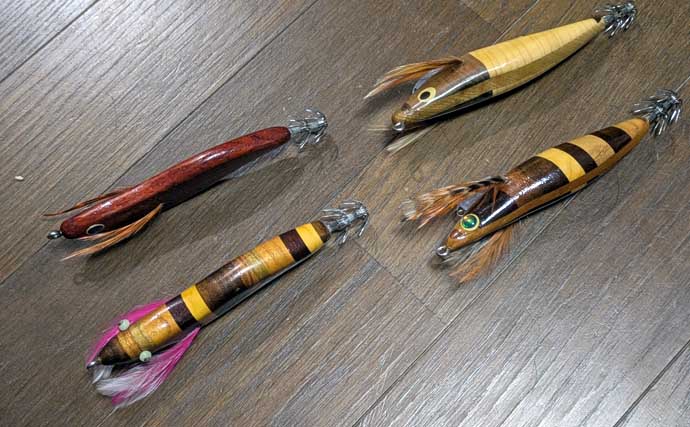 自作のエギで1.5kg超えモンゴウイカ手中！【京都】複数木材を組み合わせた寄木仕様のエギにヒット