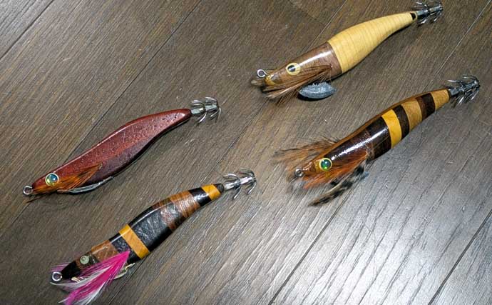 自作のエギで1.5kg超えモンゴウイカ手中！【京都】複数木材を組み合わせた寄木仕様のエギにヒット