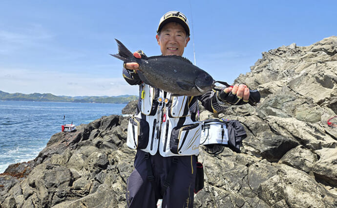 伊豆半島の磯フカセ釣果レポート：38cm尾長メジナ登場もイサキは不発【沖横根】
