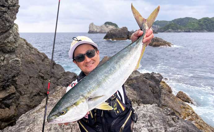 磯釣りでアカハタ・イサキ・クロ・ハマチと多彩な釣果に大満足！【深島の磯・大分】