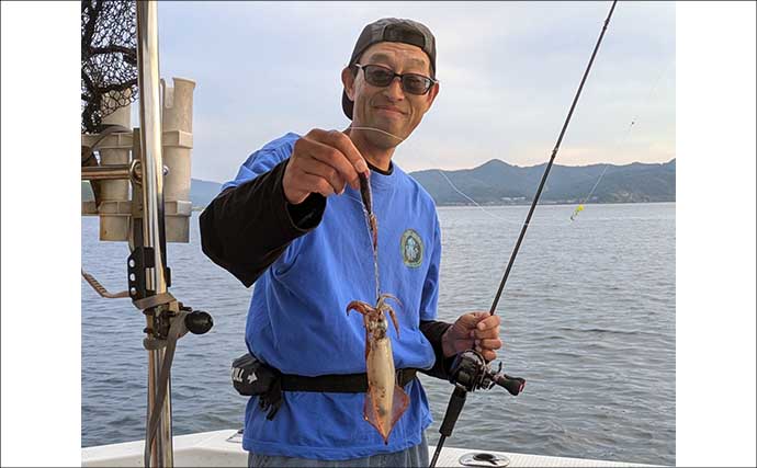 日本海イカメタル釣行でケンサキイカ13杯【京都】自作ドロッパーで頻繁に変化する棚を攻略