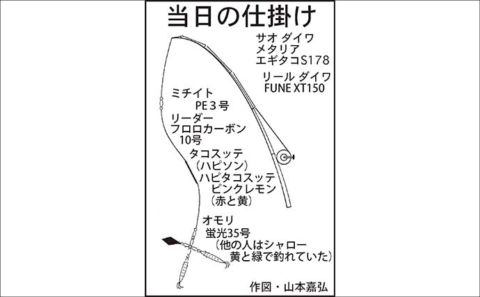 伊勢湾エギタコ釣りで船中合計マダコ56匹！ 黄色のスッテに好反応？