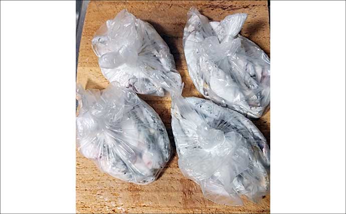 釣魚で作る「冷食」レシピ：冷凍豆アジ唐揚げ　粉付けて冷凍するだけ
