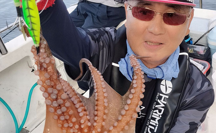 伊勢湾ボートエギタコ釣りで船中57匹と快調　岸壁ポイントでフィーバータイム到来