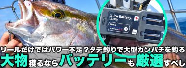 タテ釣りで「8kg超のカンパチ」が登場！　大物を獲る電動リールとバッテリーの選び方を解説